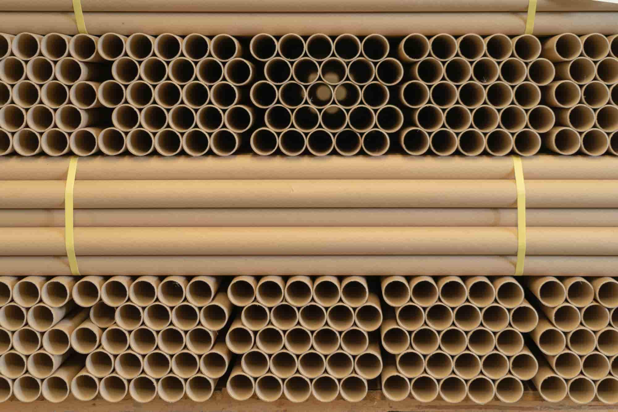 Cardboard Postal Tubes, stacked in bulk