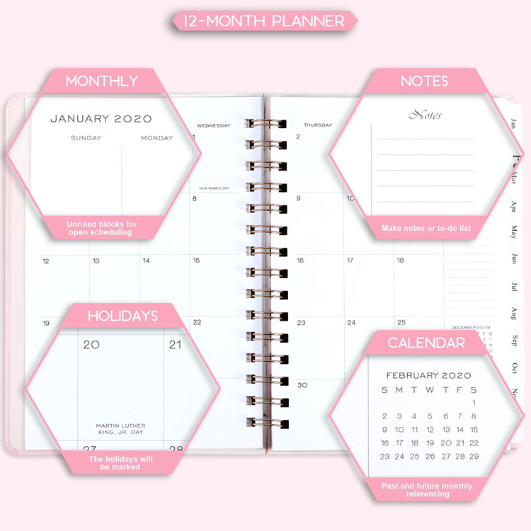 2020 Hardcover A5 Spiral Paper Note Book Diary