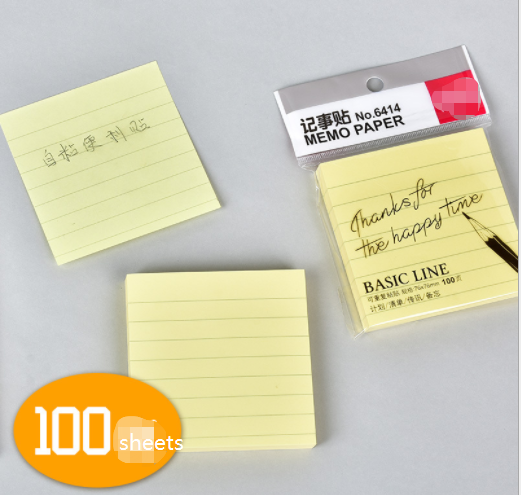 sticky note 100shets 76x76mm with ruled lines